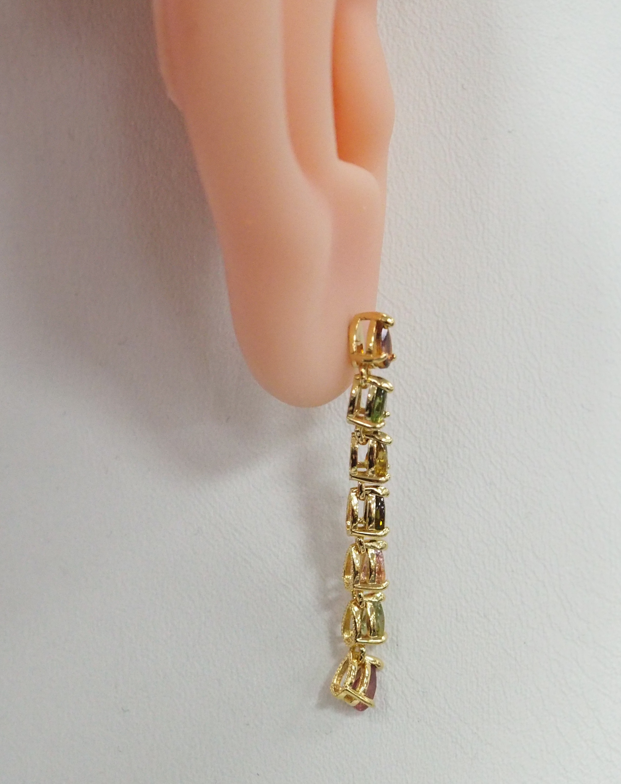 Серебряные серьги-пусеты с турмалинами